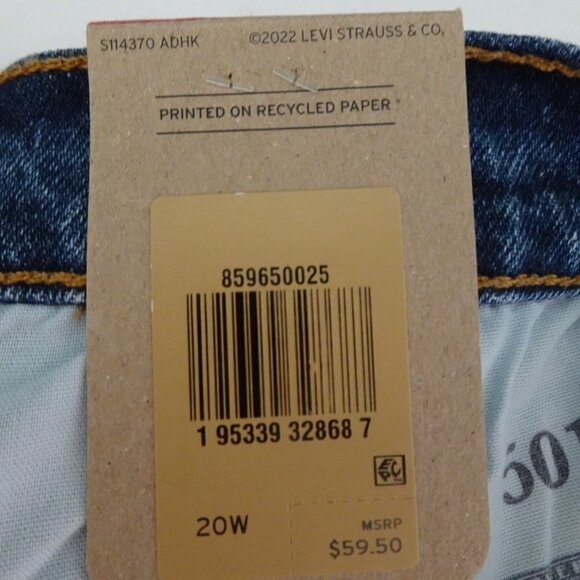 Levi's 501 Jean Shorts Women's Plus Size 20W Blue Denim Button Fly Cut Offs - Picture 8 of 10